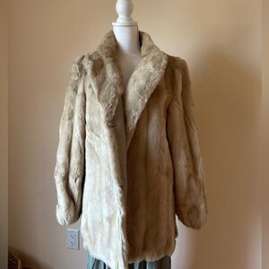 Vintage Sears beige faux fur coat “clean by furrier method”